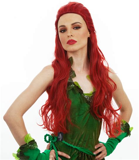 Lethal Vixen Poison Ivy Wig Long Red Womens Girls Cosplay Costume