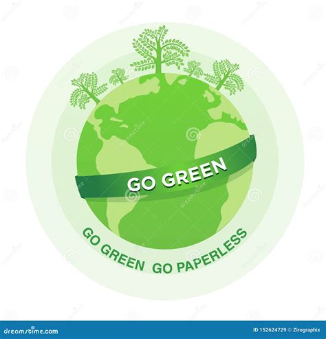 Illustration Of Go Green Go Paperless Stock Illustration Illustration