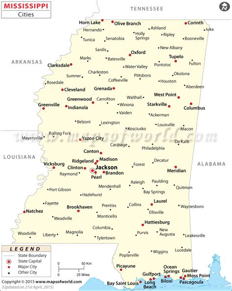 Cities In Mississippi Map Of Mississippi Cities