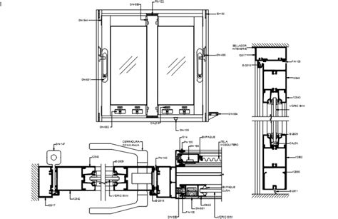 Sliding Glass Door Main Elevation And Installation Drawing Details Dwg