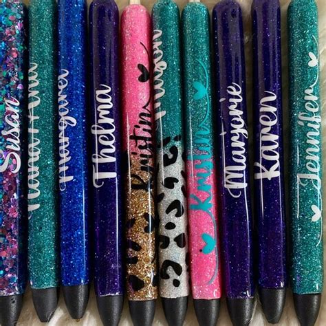 Glitter Personalized Gel Pens Custom Pens Custom Epoxy Etsy