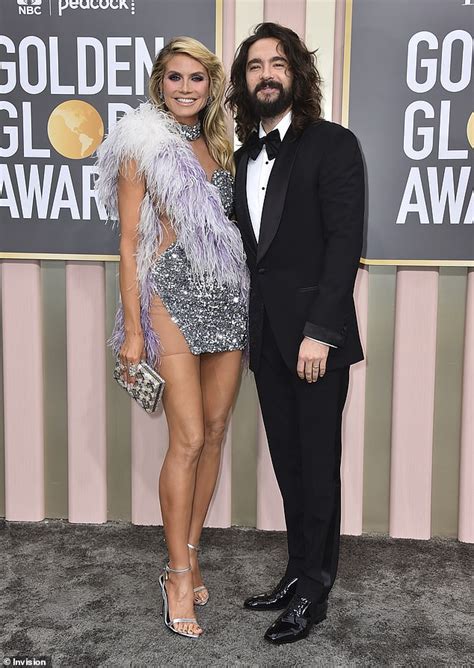 Golden Globes 2023 Heidi Klum 49 Puts On A Leggy Display As She Kisses Husband Tom Kaulitz