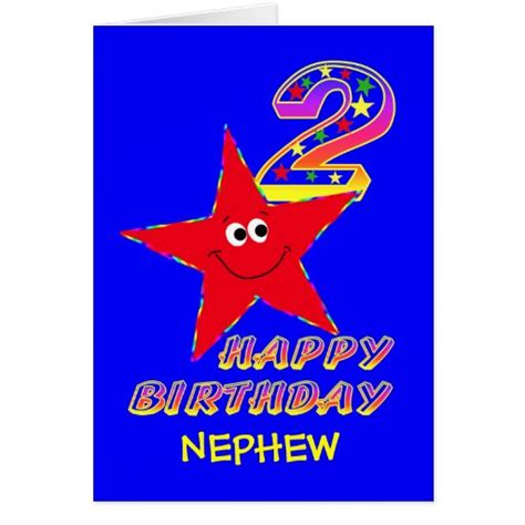 Nephew Red Smiley Star 2nd Birthday Cards Zazzle