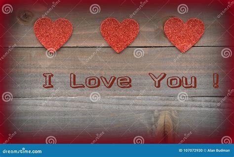 Red Hearts With I Love You On Wood Background Stock Photo Image Of