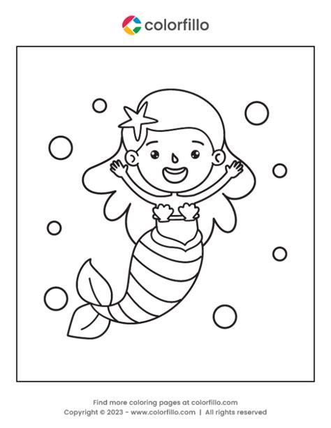 Free Online Baby Mermaid Coloring Page Colorfillo