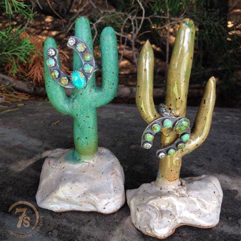 Learn how to make a diy cactus ring holder! Ceramic cactus ring holder Rustic dancing cactus ...