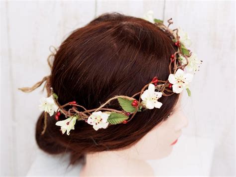 Wedding Floral Crown Bridal Head Wreath Flower Girl Wreath Ivory