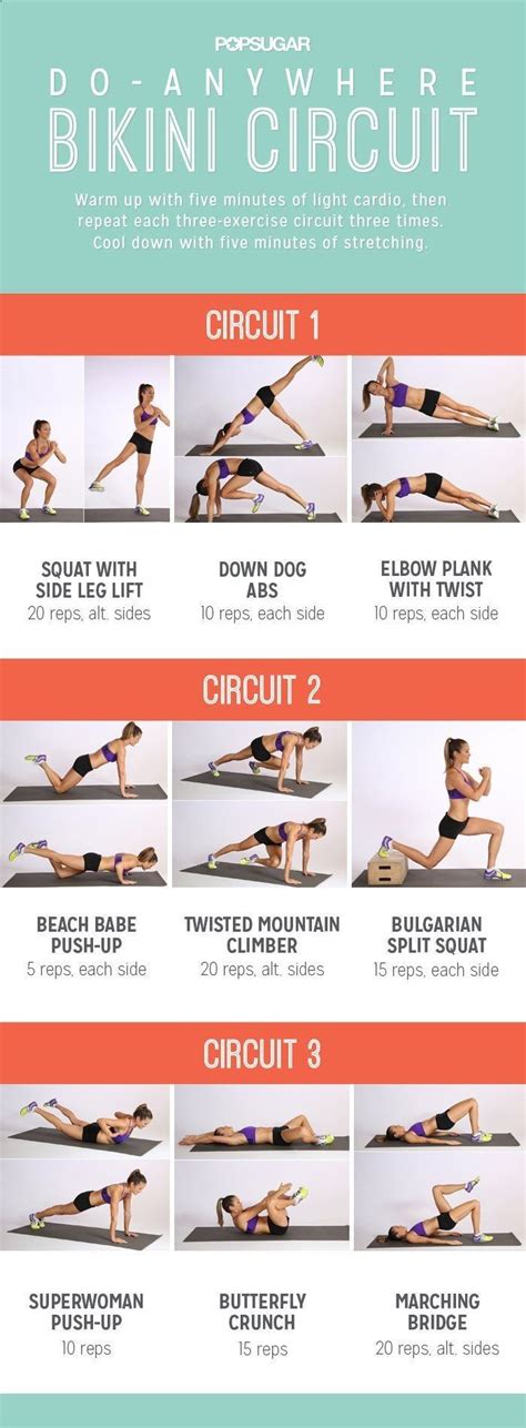 Printable No Equipment At Home Workouts Bikini Workout Exercise Fitness Body