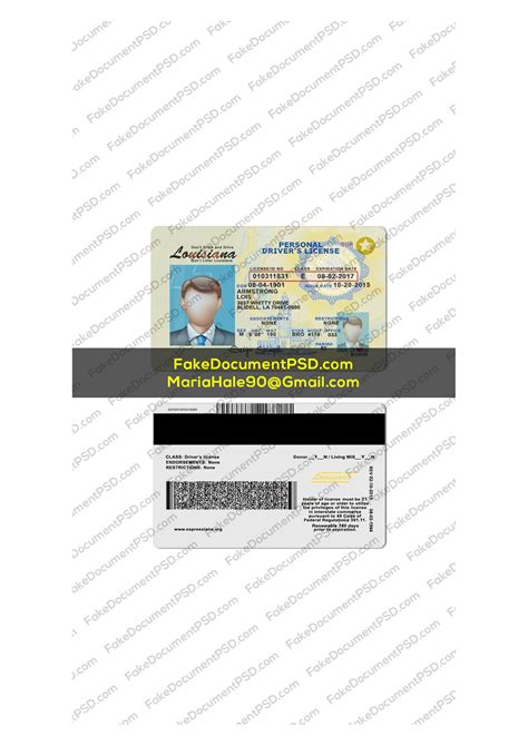 Louisiana Drivers License Template Psd Fake Id Dl 2023