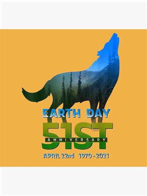 Earth Day 51st Anniversary 2021 Wolf Ecology Environmental Poster By