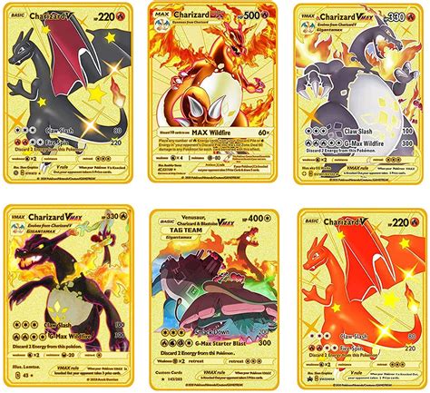 Buy 6 Pack Charizard Vmax Metal Gold Plated Card Charizard Vmax Cards