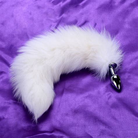 Wonderful Long White Fox Anal Sex Products For Women And Men Butt Plug