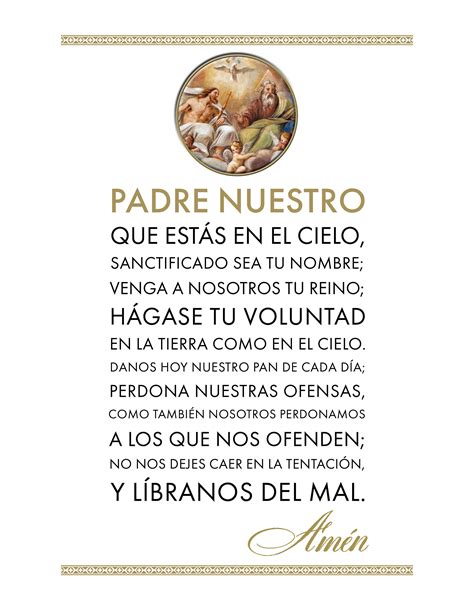 Padre Nuestro Our Father Prayer Poster In Spanish 85 X 11 Poster