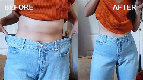 Life Hack Downsize Waist Jeans With Elastic Method No Sew And Fast