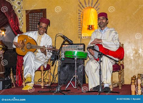 Musicians Playing Traditional Folk Music At Marrakesh Morocco