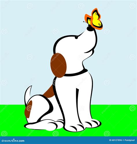 Dog With Butterfly On Nose Stock Vector Illustration Of Vector 60127896