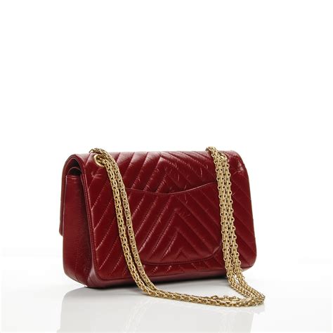 Chanel Aged Calfskin Chevron Quilted 255 Reissue 225 Flap Red 191156