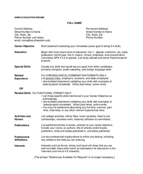 resume career objective templates   ms word