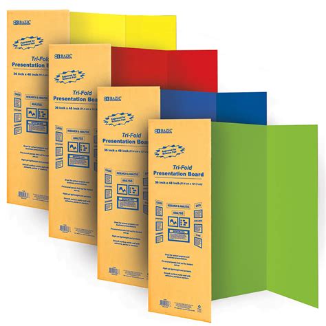 bazic tri fold corrugated presentation board 36 x 48 assorted color 4 pack