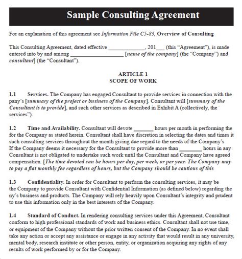 Consulting Agreement Template Word Free