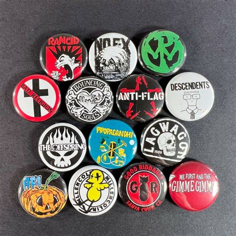 90s Punk Rock 1 Button Pin Set 14 Pins Nofx Rancid Offspring Ebay