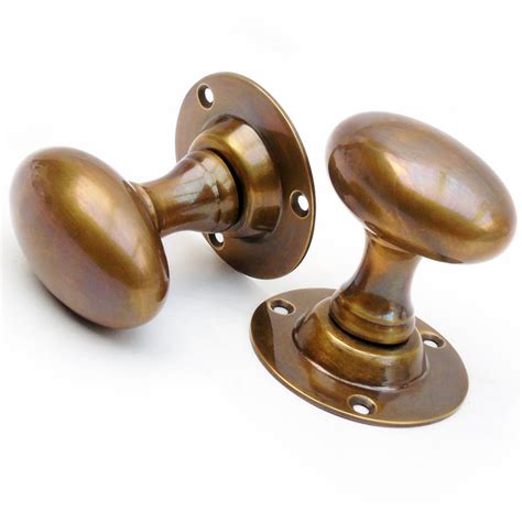 Vintage Antique Brass Oval Round Door Handles Knobs Jonesandgrey