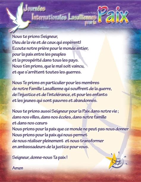 Lasallian Prayer For Peace French E1348665431514 La Salle Worldwide