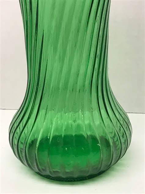 Vintage Hoosier Green Glass Swirl Vase 4090 Etsy