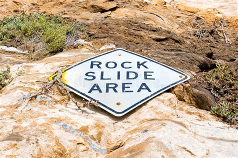 Rock Slide Area Warning Sign Stock Photos Free And Royalty Free Stock