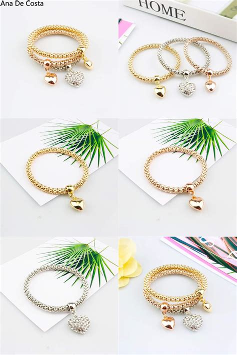 Visit To Buy 3pcsset Charm Love Heart Crystal Bracelets Fashion Corn