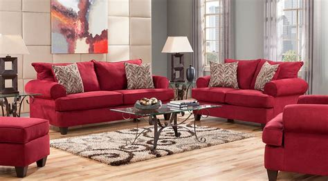 Red Living Room Sets Fabric Microfiber 2357 Pieces Red Living