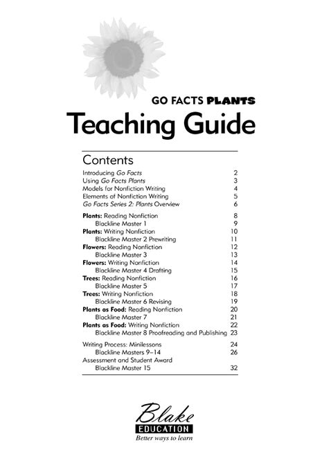 Go Facts Plants Teaching Guide Blake Education
