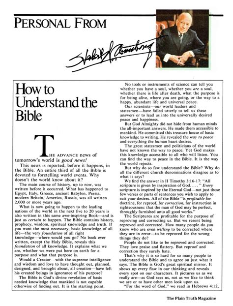 How To Understand The Bible Herbert W Armstrong Plain Truth