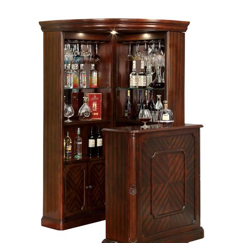 Furniture Of America Wolfgang Corner Curio Bar Cabinet Home Bars At