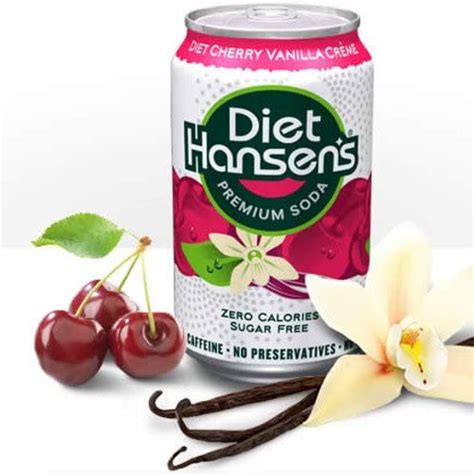 Hansens Diet Cherry Vanilla Cream Soda 12 Fl Oz 355ml 6 Cans Uk Grocery