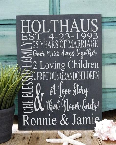 The silver emmy bracelet, stylish yet modest, is the perfect anniversary gift that allows you to recount 25 beautiful years of marriage. 25 Years of Marriage Hand Painted Wood Sign, 25th ...