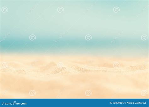 Close Up Sand With Blurred Sea Sky Paradise Tropical Beach Background Summer Day Stock Image