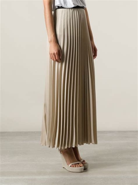 Parosh Long Pleated Skirt In Beige Nude And Neutrals