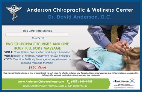Anderson Chiropractic And Wellness Center Special Poway Chiropractic Care And Pain Relief Specials