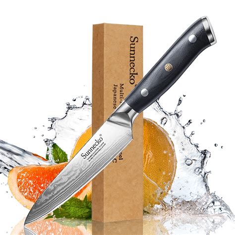 Sunnecko 5 Inch Utility Kitchen Chef Knife 73 Layer Damascus Vg10