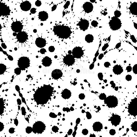 Ink Splat Seamless Pattern Abstract Spot Shapes Black Inked Drops