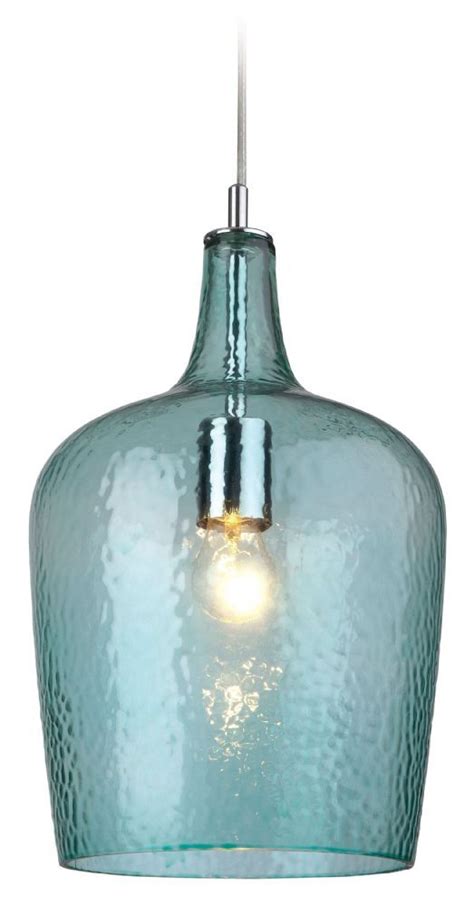 Firstlight 2301aq Chrome With Aqua Glass Glass Pendant Bottle Pendant