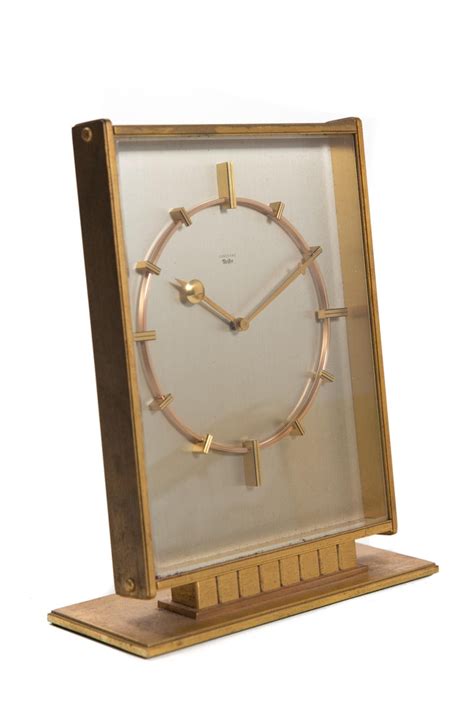 Junghans Mid Century Modern Large Desk Clock With Jeweled Movement At