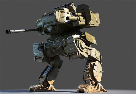 Mech Tank Usa By Robotize Mech Tank Low Poly D Model Ready For Virtual Reality Vr