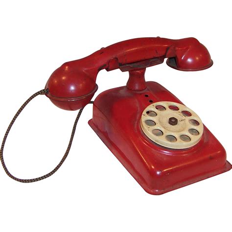 Vintage 1950s Red Metal Toy Rotary Ringing Phone Metal Toys Vintage