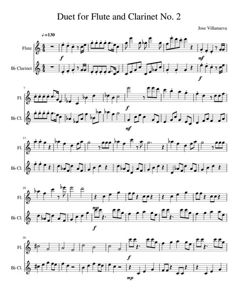 duet for flute and clarinet no 2 sheet music for flute clarinet in b flat woodwind duet