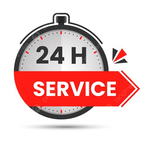 Transparent 24 Hours Service Label With Clock 24 Hours Service Logo