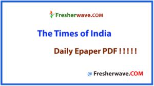 The Times of India ePaper PDF | TOI Newspaper PDF 2020
