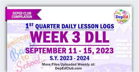 Week Dll September St Quarter Daily Lesson Log