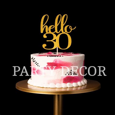 Hello 30 Cake Topper 30s Cake Topper 30 Birthday Cake Etsy